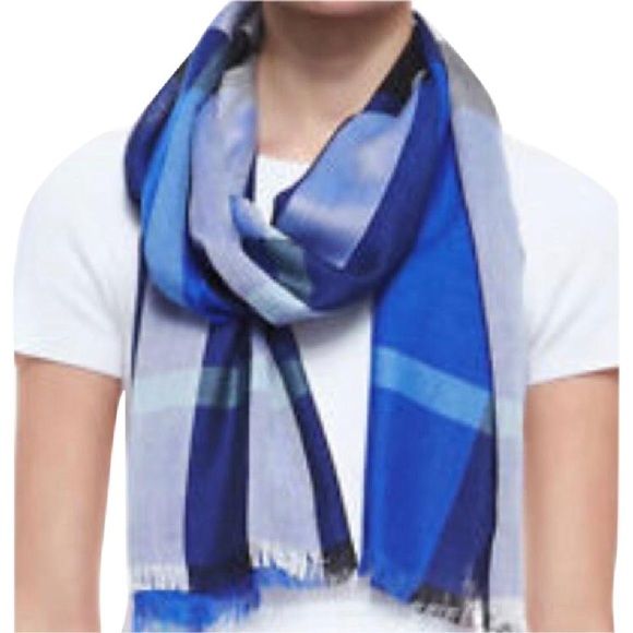 Burberry Accessories - Authentic Burberry Half Mega Check Scarf Blue NWT